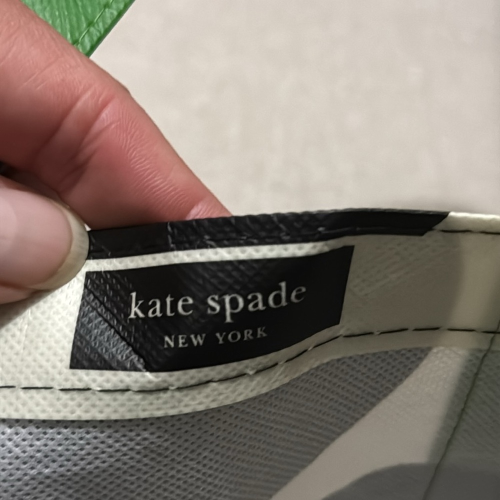 Kate Spade Mini Tote-Recycled Polyester/Signature Cream and Blk Dot with Green - Picture 12 of 15